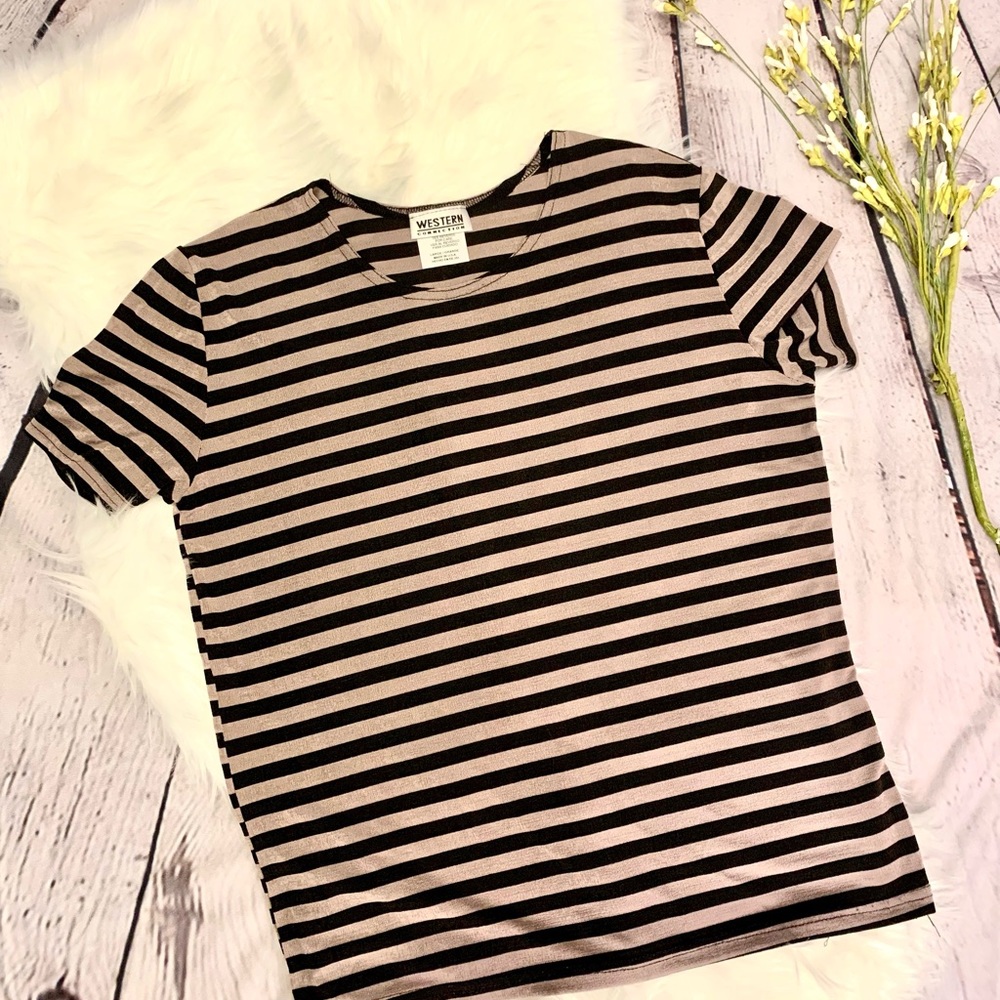 Black/Tan stripe top